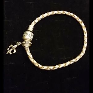 Pandora 925 Single Braided Leather Bracelet 7.5"